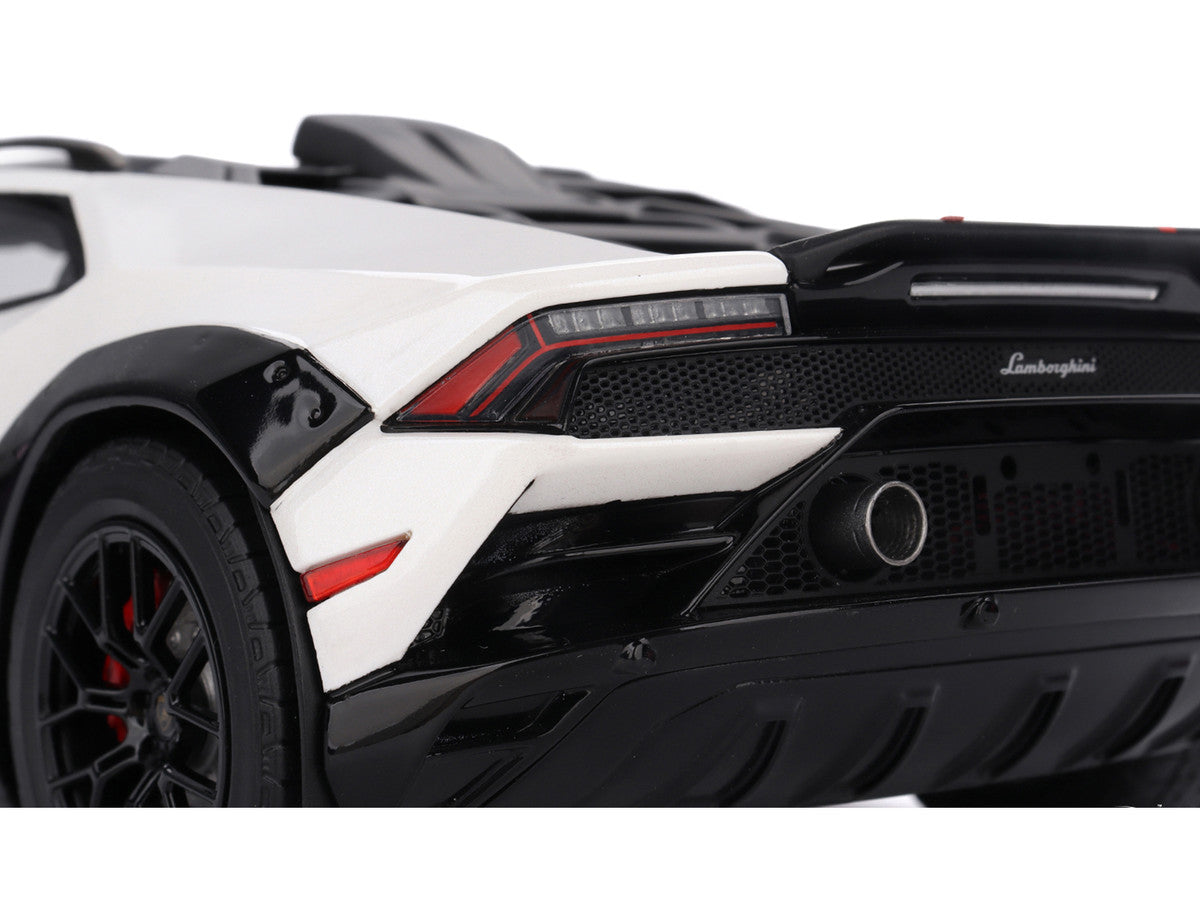 Lamborghini Huracan Sterrato Bianco Asopo White with Matt Black Top and Red Stripes 1/18 Model Car by Top Speed by Top Speed