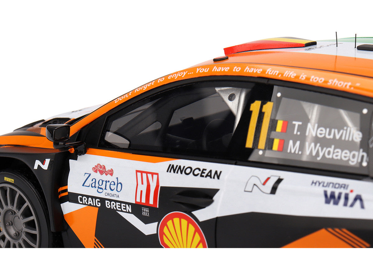 Hyundai i20 N Rally1 Hybrid #11 Thierry Neuville - Martijn Wydaeghe "Hyundai Shell Mobis WRT" Winner "Rally Croatia Power Stage" (2023) 1/18 Model Car by Top Speed by Top Speed