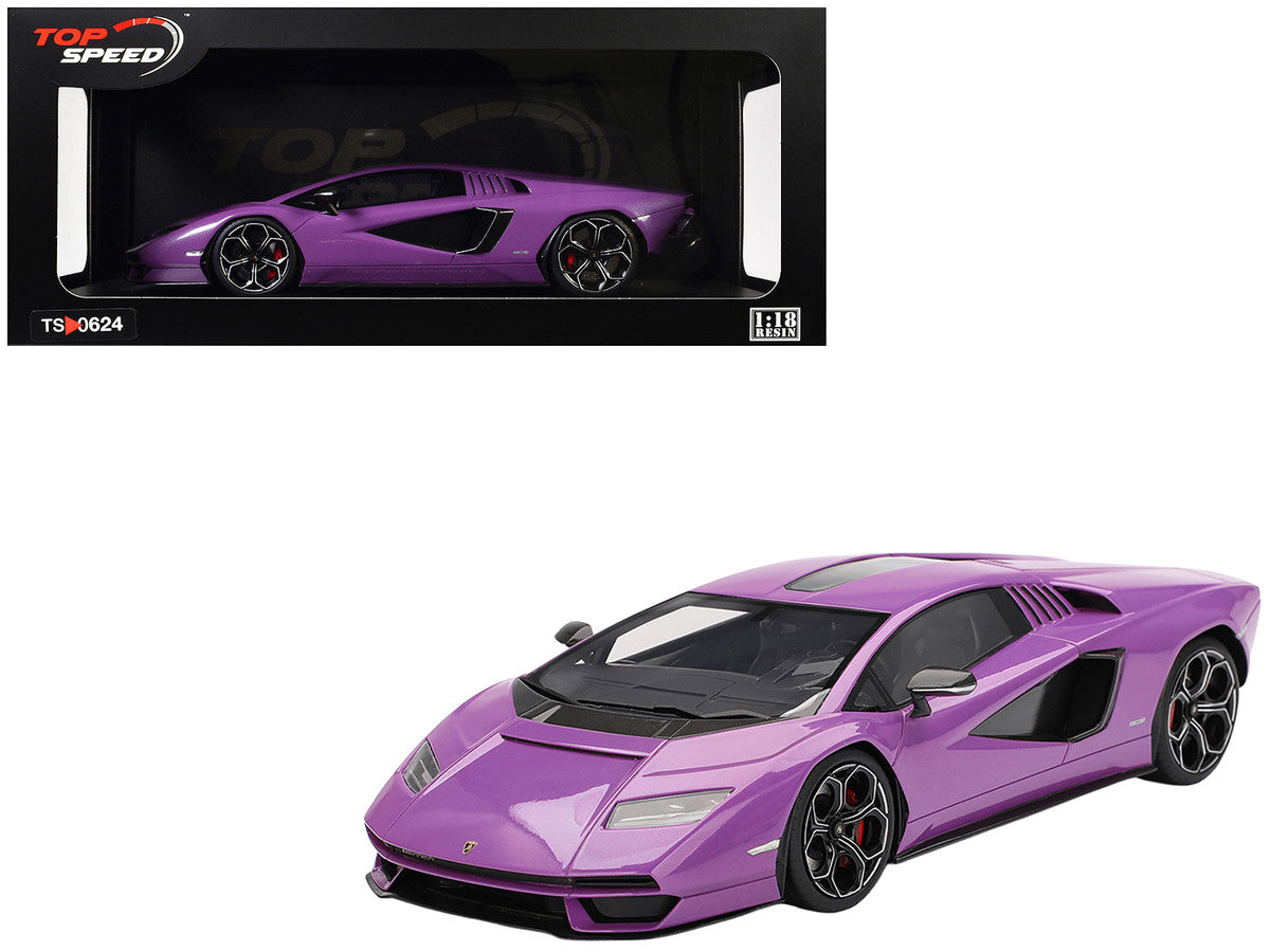 Lamborghini Countach LPI 800-4 Viola 30th Purple Metallic 1/18 Model Car by Top Speed by Top Speed