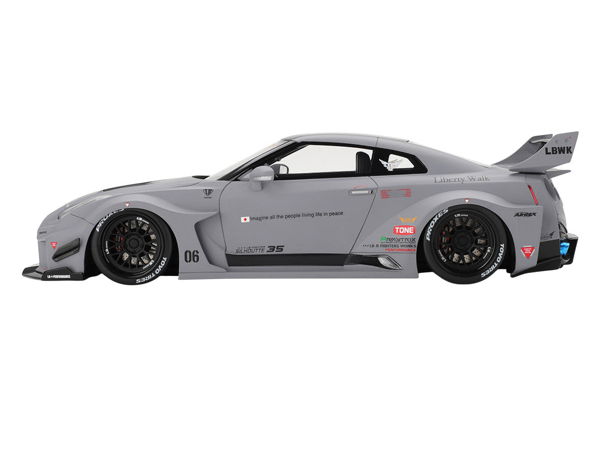 Nissan LB-Silhouette WORKS GT 35GT-RR Ver.1 RHD (Right Hand Drive) Matt Gray with Black Top 1/18 Model Car by Top Speed-2
