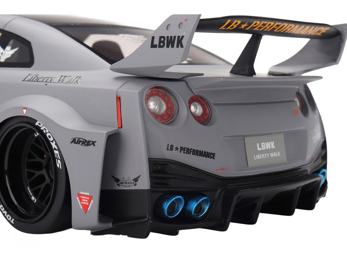 Nissan LB-Silhouette WORKS GT 35GT-RR Ver.1 RHD (Right Hand Drive) Matt Gray with Black Top 1/18 Model Car by Top Speed-3