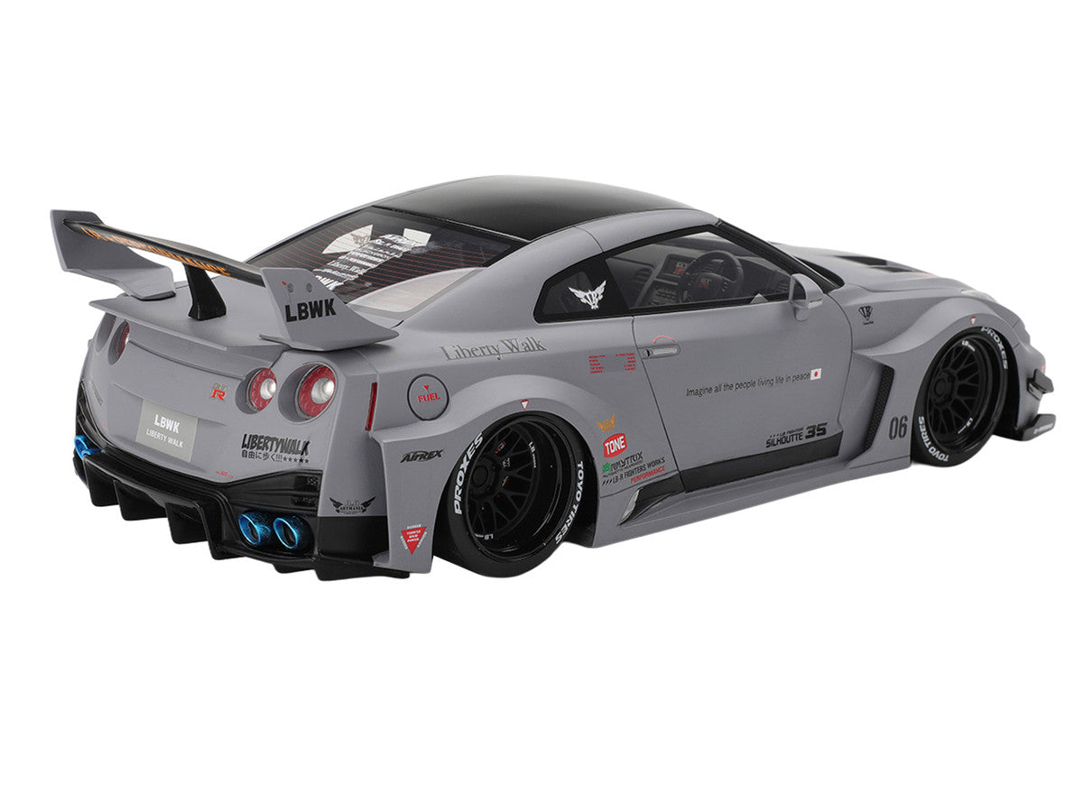 Nissan LB-Silhouette WORKS GT 35GT-RR Ver.1 RHD (Right Hand Drive) Matt Gray with Black Top 1/18 Model Car by Top Speed-4