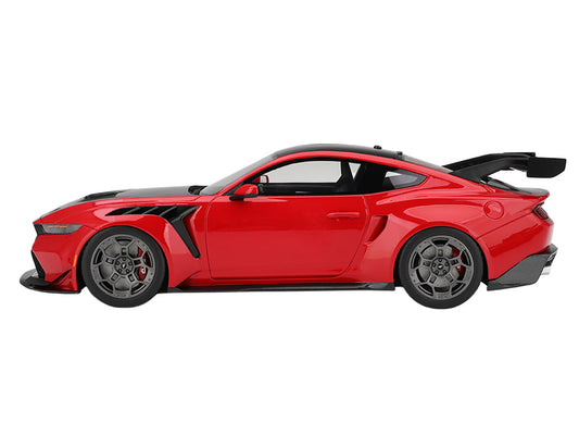 Ford Mustang GTD Race Red and Carbon Fiber with Red Stripe 1/18 Model Car by Top Speed by Top Speed
