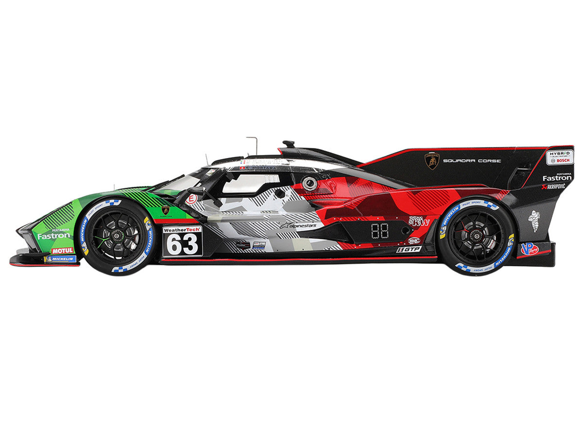 Lamborghini SC63 #63 Mirko Bortolotti - Romain Grosjean - Daniil Kvyat - Edoardo Mortara "Automobili Lamborghini Squadra Corse" IMSA "24 Hours of Daytona" (2025) 1/18 Model Car by Top Speed by Top Speed