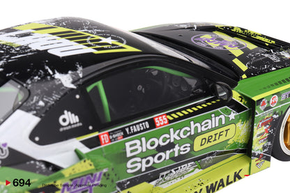 Nissan LB-Super Silhouette S15 SILVIA RHD (Right Hand Drive) #555 V2 Yukio Fausto "Formula Drift Japan" (2024) 1/18 Model Car by Top Speed-1