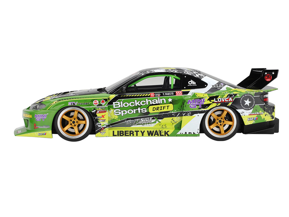 Nissan LB-Super Silhouette S15 SILVIA RHD (Right Hand Drive) #555 V2 Yukio Fausto "Formula Drift Japan" (2024) 1/18 Model Car by Top Speed-2
