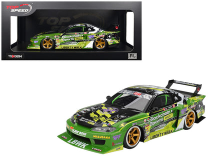 Nissan LB-Super Silhouette S15 SILVIA RHD (Right Hand Drive) #555 V2 Yukio Fausto "Formula Drift Japan" (2024) 1/18 Model Car by Top Speed-0