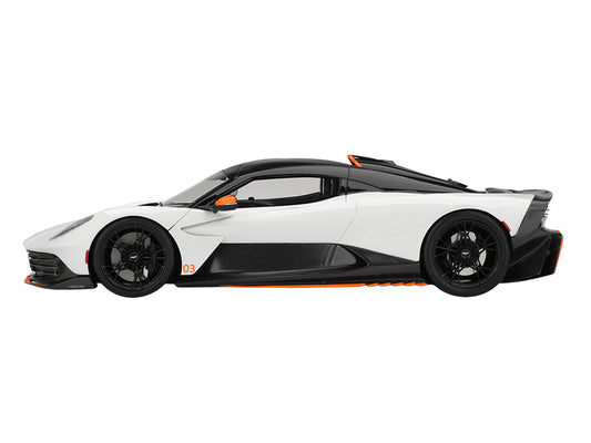 Aston Martin Valhalla Lunar White with Black Top and Orange Accents 1/18 Model Car by Top Speed by Top Speed