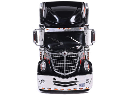 2010 International Lonestar Truck Tractor Black with Flame Graphics 1/64 Diecast Model by IXO Models by IXO