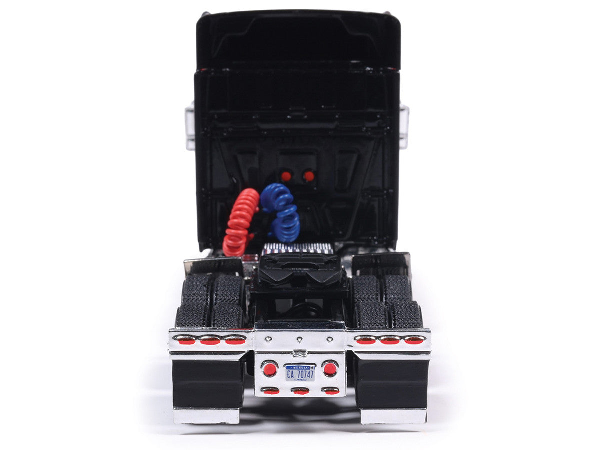 2010 International Lonestar Truck Tractor Black with Flame Graphics 1/64 Diecast Model by IXO Models by IXO