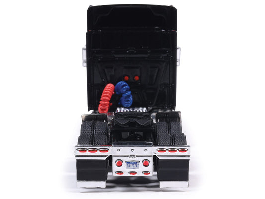 2010 International Lonestar Truck Tractor Black with Flame Graphics 1/64 Diecast Model by IXO Models by IXO