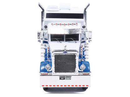 2002 Peterbilt 379 Truck Tractor White and Blue with Graphics 1/64 Diecast Model by IXO Models by Greenlight