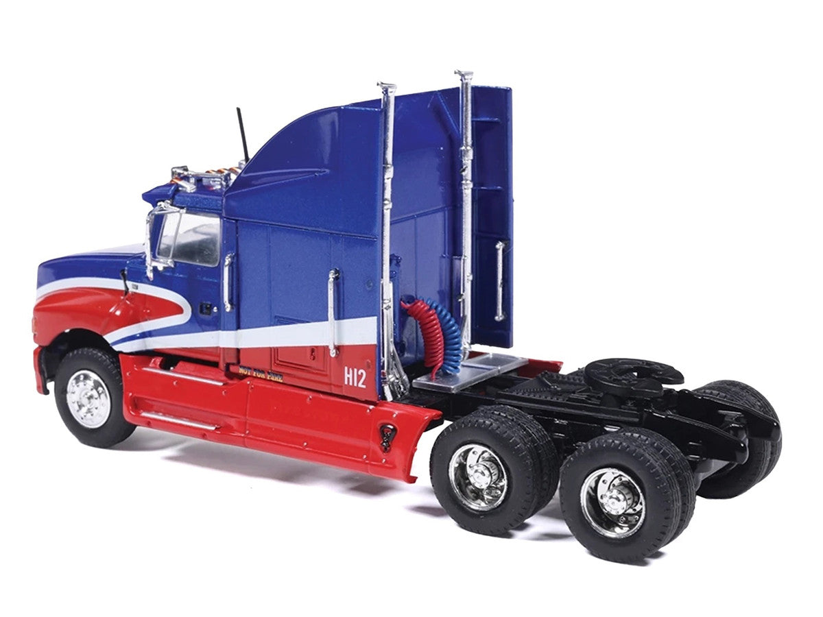 1990 Ford Aeromax Truck Tractor Blue Metallic and Red with White Stripes 1/64 Diecast Model Car by IXO Models-2