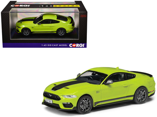 Ford Mustang Mk6 Mach 1 RHD (Right Hand Drive) Grabber Yellow with Black Stripes "Vanguards" Series 1/43 Diecast Model Car by Corgi by Corgi