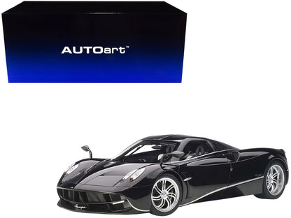 Pagani Huayra Gloss Black with Silver Stripes and Silver Wheels 1/12 Model Car by Autoart by Autoart
