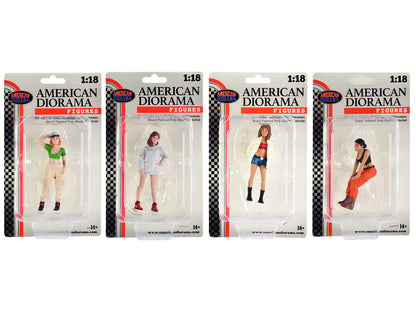 "Hip Hop Girls" 4 Piece Figure Set for 1/18 Scale Models by American Diorama by American Diorama