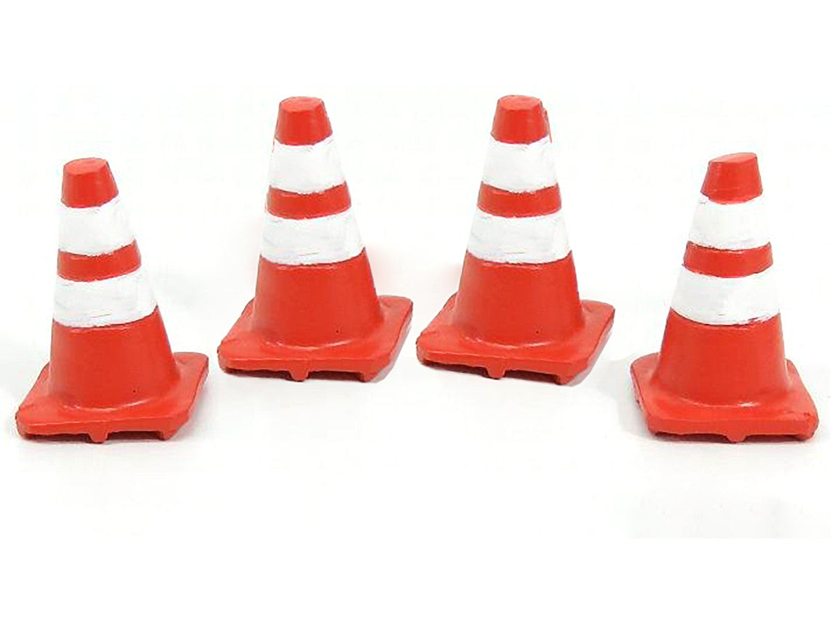 Traffic Cones Set of 4 Accessory For 1:24 Models by American Diorama by American Diorama