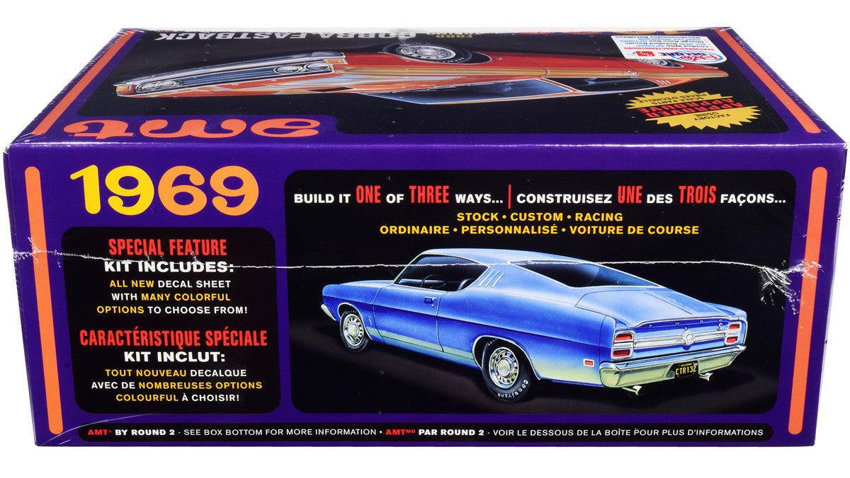 Skill 2 Model Kit 1969 Ford Torino Cobra Fastback 3-in-1 Kit 1/25 Scale Model by AMT by AMT