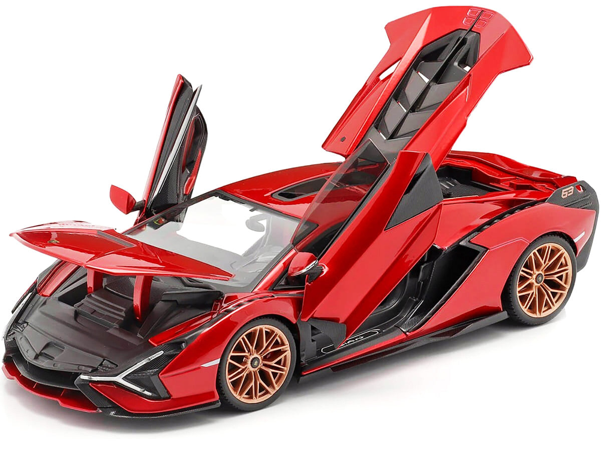 Lamborghini Sian FKP 37 Red with Copper Wheels 1/18 Diecast Model Car by Bburago by Bburago