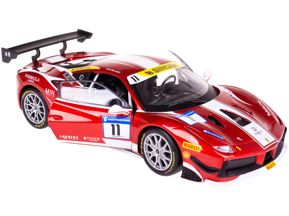 Ferrari 488 Challenge #11 Candy Red with White Stripes "Ferrari Racing" 1/24 Diecast Model Car by Bburago by Bburago