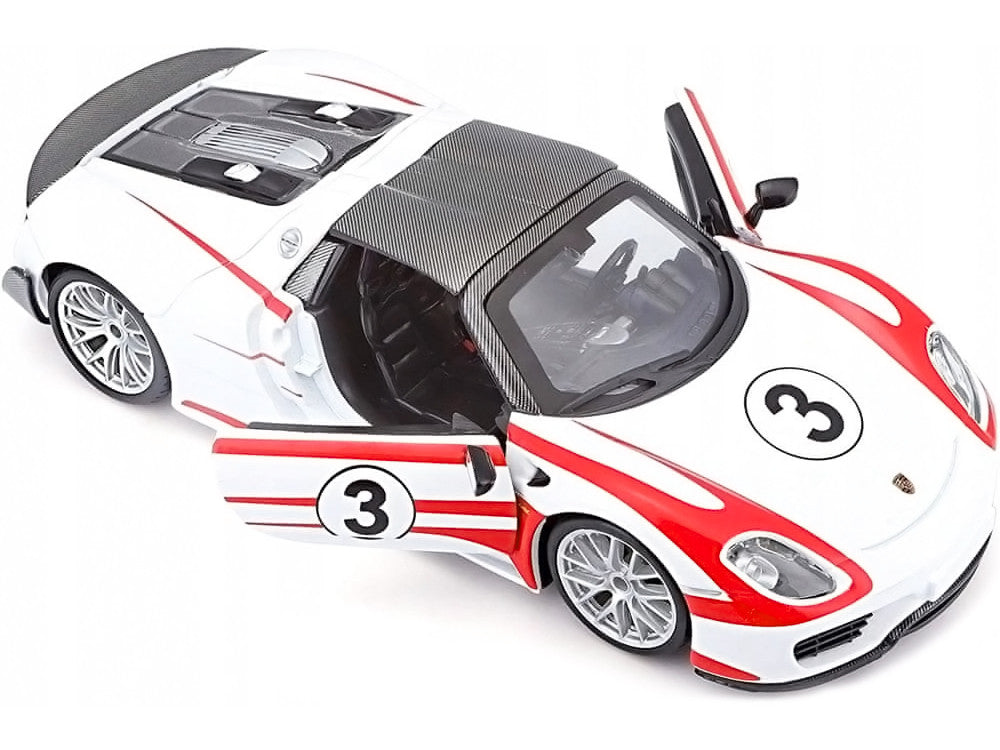 Porsche 918 Spyder Weissach #3 White 1/24 Diecast Model Car by Bburago by Bburago