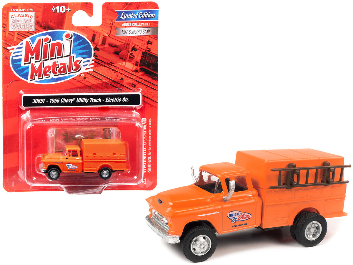 1955 Chevrolet Utility Truck Orange "Union Electric" 1/87 (HO) Scale Model by Classic Metal Works by Classic Metal Works