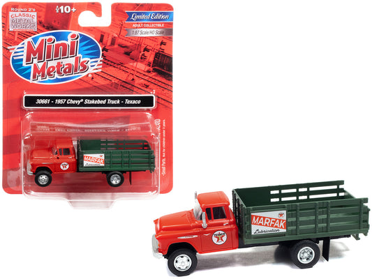 1957 Chevrolet Stakebed Truck Red "Texaco - Marfak Lubrication" 1/87 (HO) Scale Model Car by Classic Metal Works by Classic Metal Works