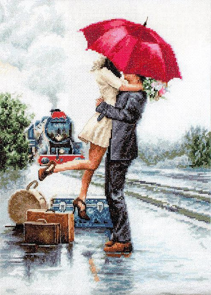 Couple on train station Counted Cross-Stitch Kit by Luca-S B2369L