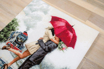 Couple on train station Counted Cross-Stitch Kit by Luca-S B2369L