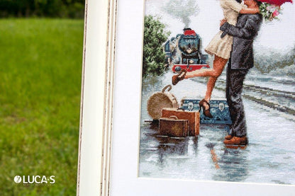 Couple on train station Counted Cross-Stitch Kit by Luca-S B2369L