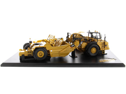 CAT Caterpillar 621K Tractor Scraper and CAT Caterpillar D7 Track-Type Tractor with No. 70 Scraper Set "Evolution Series" 1/50 Diecast Models by Diecast Masters by Diecast Masters