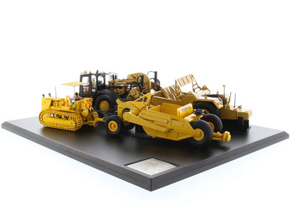 CAT Caterpillar 621K Tractor Scraper and CAT Caterpillar D7 Track-Type Tractor with No. 70 Scraper Set "Evolution Series" 1/50 Diecast Models by Diecast Masters by Diecast Masters