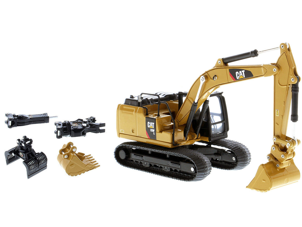 CAT Caterpillar 320F L Hydraulic Tracked Excavator with 5 Work Tools "Play & Collect!" 1/64 Diecast Model by Diecast Masters by Diecast Masters