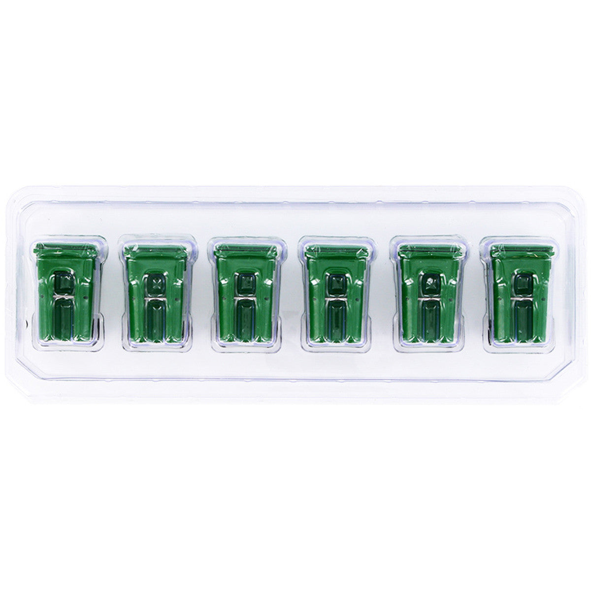 Set of 6 Green Garbage Trash Bin Containers Replica 1/34 Models by First Gear by First Gear