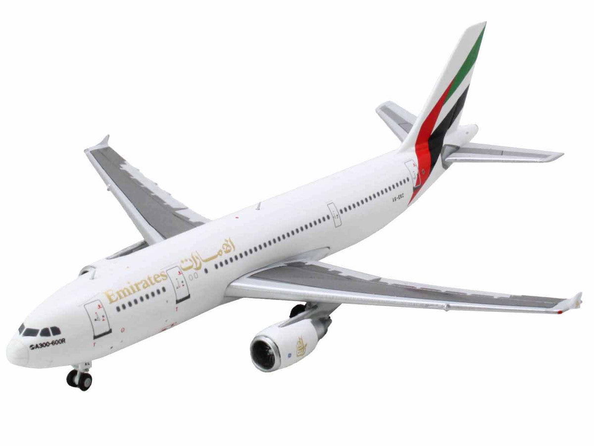 Airbus A300-600R Commercial Aircraft "Emirates Airlines" (A6-EKC) White with Striped Tail 1/400 Diecast Model Airplane by GeminiJets by GeminiJets
