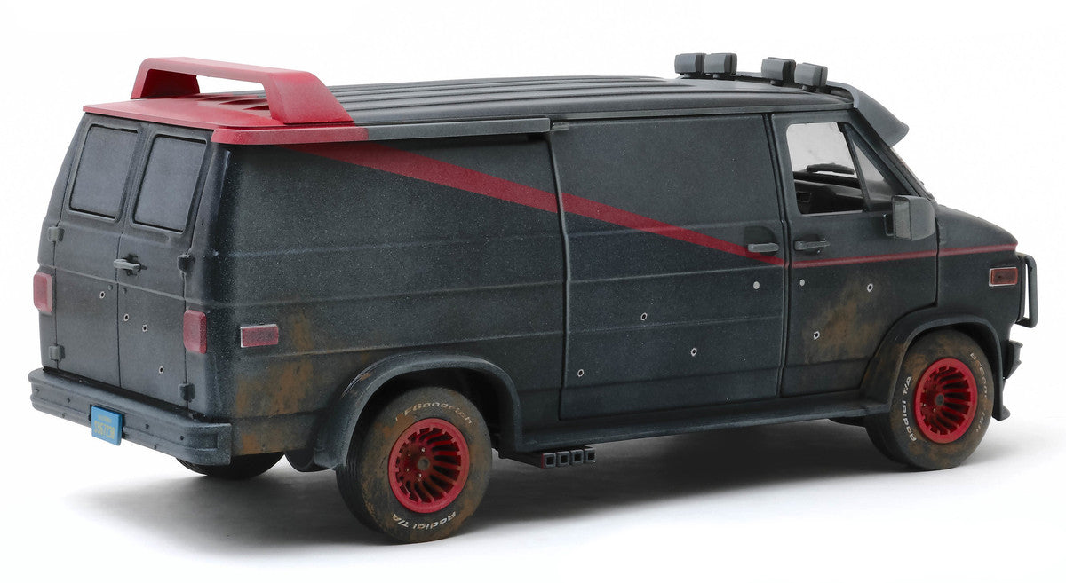 1983 GMC Vandura Black Weathered Version with Bullet Holes "The A-Team" (1983-1987) TV Series 1/18 Diecast Model Car by Greenlight by Greenlight