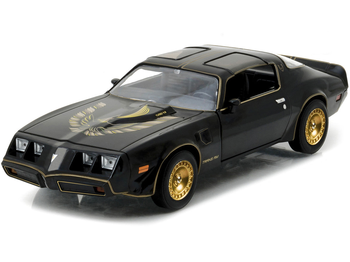 1980 Pontiac Firebird Trans Am T/A Turbo 4.9L Starlite Black with Golden Eagle Hood and Stripes 1/24 Diecast Model Car by Greenlight by Greenlight