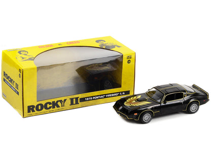 1979 Pontiac Firebird T/A Trans Am Black with Hood Phoenix "Rocky II" (1979) Movie 1/24 Diecast Model Car by Greenlight by Greenlight