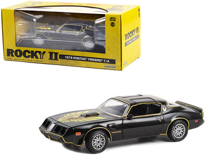 1979 Pontiac Firebird T/A Trans Am Black with Hood Phoenix "Rocky II" (1979) Movie 1/24 Diecast Model Car by Greenlight by Greenlight