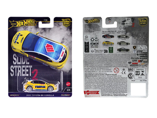 2023 Toyota GR Corolla "Rain X" Yellow "Slide Street 2" Series Diecast Model Car by Hot Wheels by Hotwheels