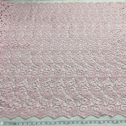 Beaded & Corded Bridal Lace Fabric Embroidered on 100% Polyester Net Mesh  | Lace USA -90726N-BP