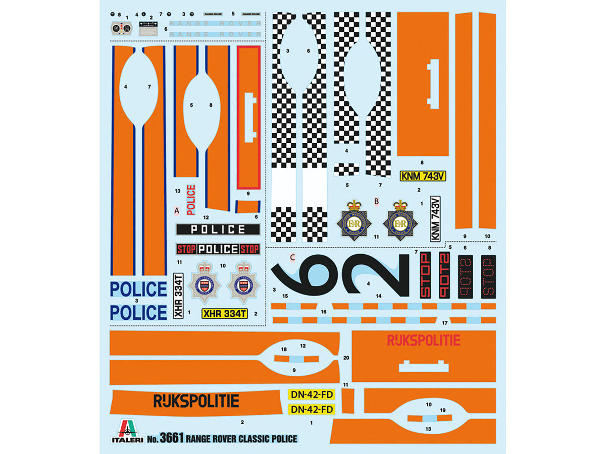 Skill 3 Model Kit Land Rover Range Rover Police 1/24 Scale Model by Italeri by Italeri