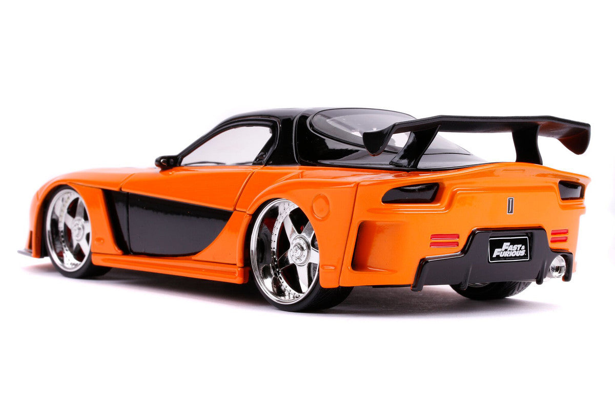Han's Mazda RX-7 RHD (Right Hand Drive) Orange and Black "The Fast and the Furious: Tokyo Drift" (2006) Movie "25 Years of Fast & Furious" Series 1/24 Diecast Model Car by Jada by Jada