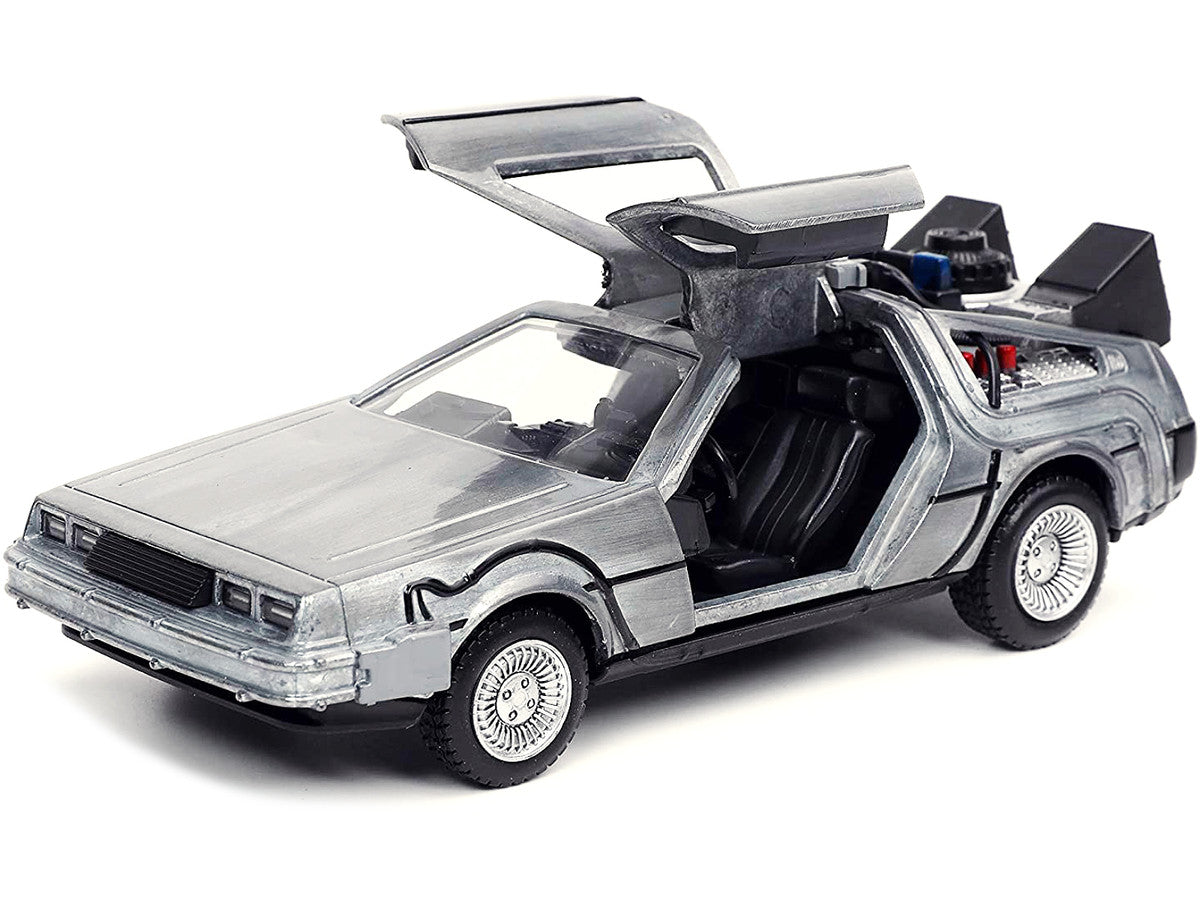 DeLorean DMC (Time Machine) Brushed Metal "Back to the Future Part I" (1985) Movie "Hollywood Rides" Series 1/32 Diecast Model Car by Jada by Jada