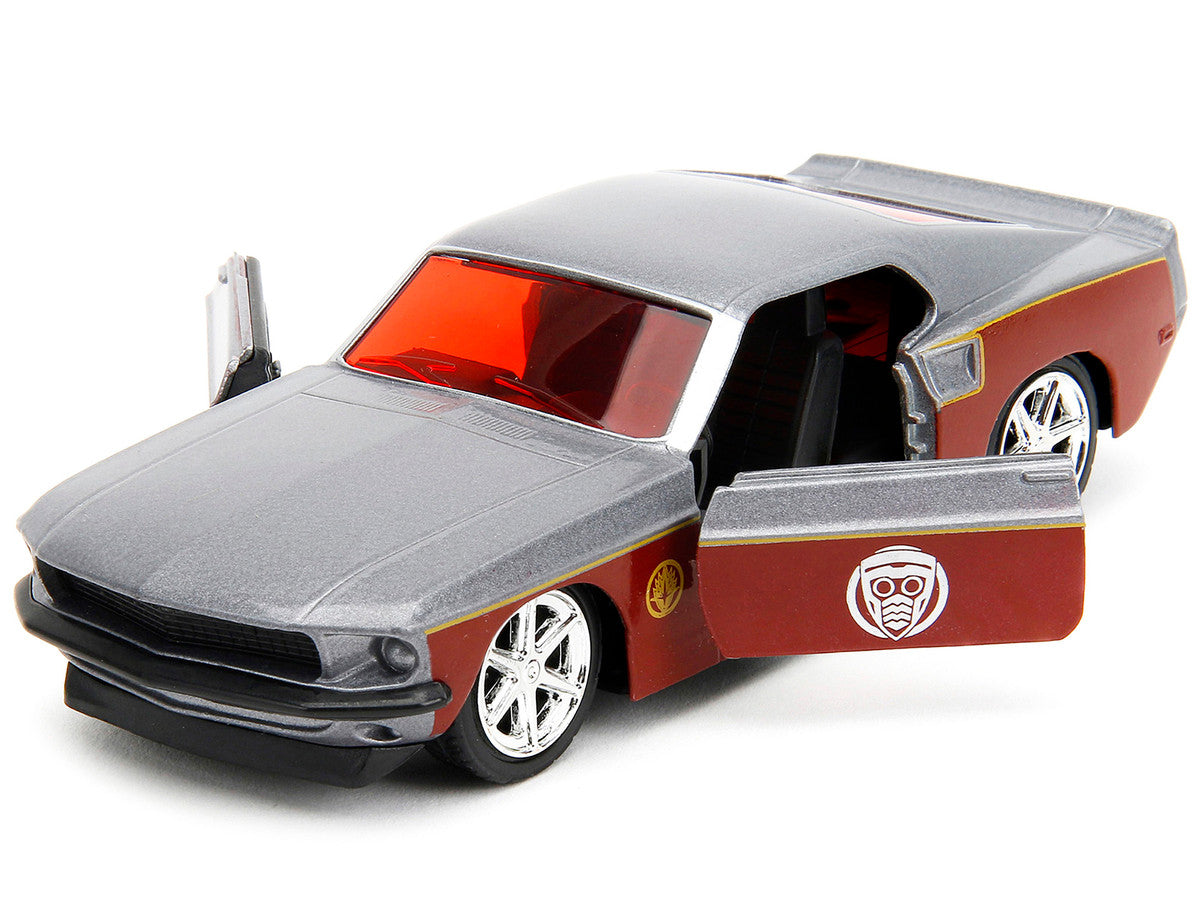 1969 Ford Mustang Silver Metallic and Dark Red and Star Lord Diecast Figure "Marvel Guardians of the Galaxy" "Hollywood Rides" Series 1/32 Diecast Model Car by Jada by Jada