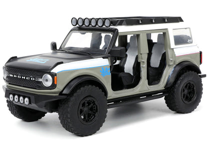 2021 Ford Bronco Gray and White with Matt Black Hood with Roof Rack "M2 Motoring" "Just Trucks" Series 1/24 Diecast Model Car by Jada by Jada