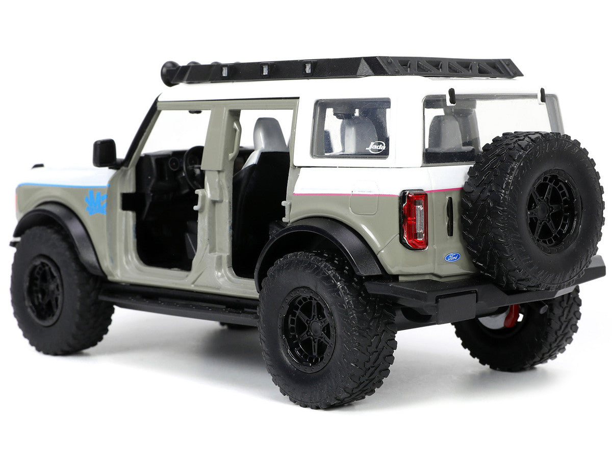 2021 Ford Bronco Gray and White with Matt Black Hood with Roof Rack "M2 Motoring" "Just Trucks" Series 1/24 Diecast Model Car by Jada by Jada