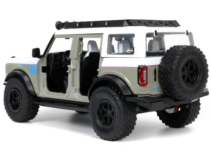 2021 Ford Bronco Gray and White with Matt Black Hood with Roof Rack "M2 Motoring" "Just Trucks" Series 1/24 Diecast Model Car by Jada by Jada