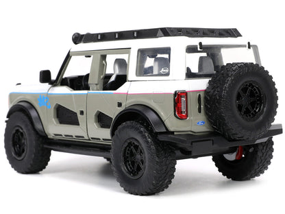 2021 Ford Bronco Gray and White with Matt Black Hood with Roof Rack "M2 Motoring" "Just Trucks" Series 1/24 Diecast Model Car by Jada by Jada