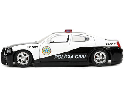 2006 Dodge Charger Police Black and White "Policia Civil" "Fast & Furious" Series 1/24 Diecast Model Car by Jada by Jada